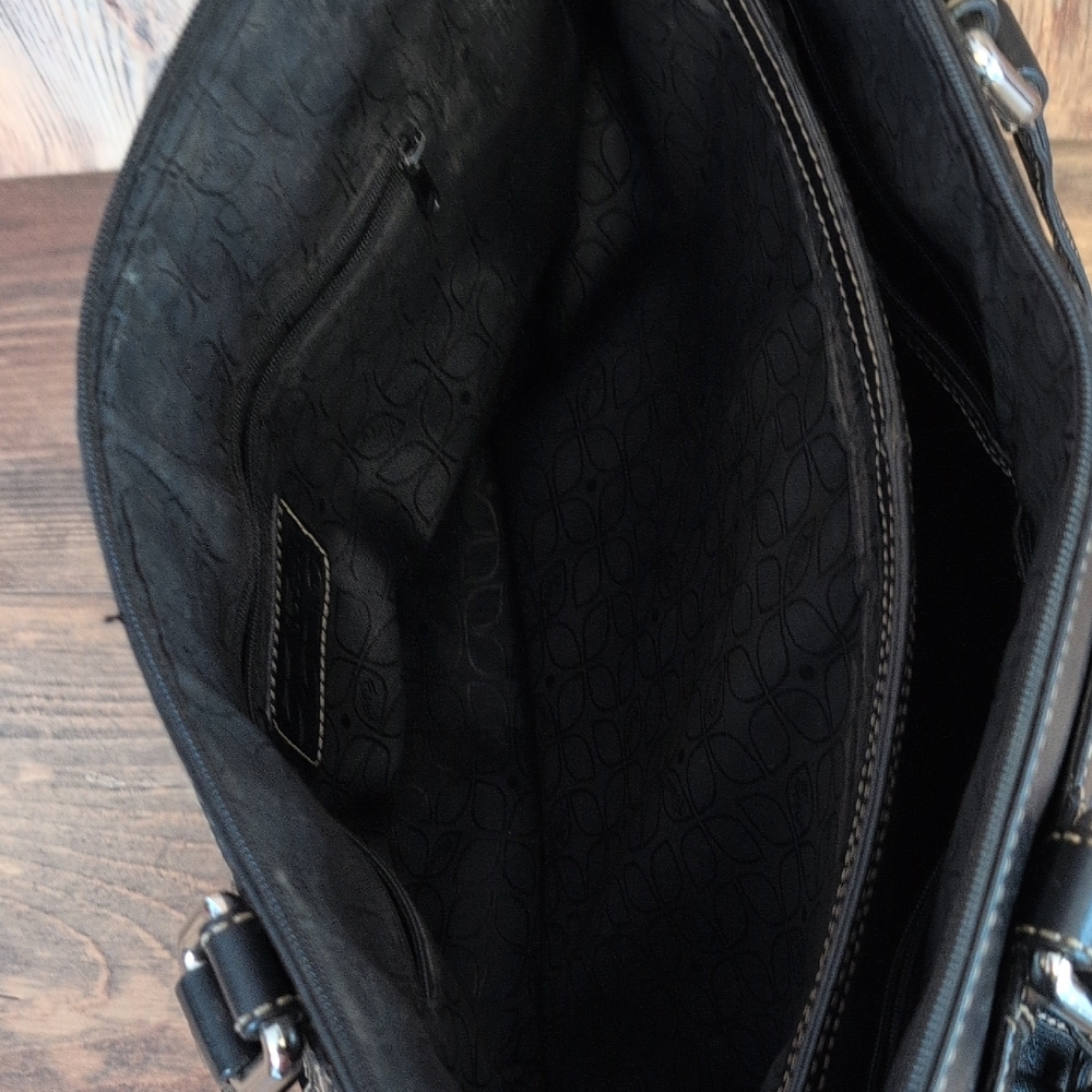 Fossil Large Heavy Black Leather Laptop Tote Office Travel Bag          C279 - Picture 4 of 16